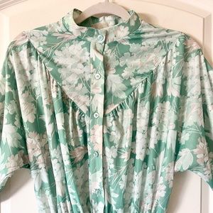 Vintage Melissa Lane mint green and white floral dress